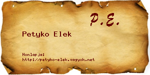 Petyko Elek névjegykártya